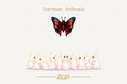 vector White rabbits and butterfly
