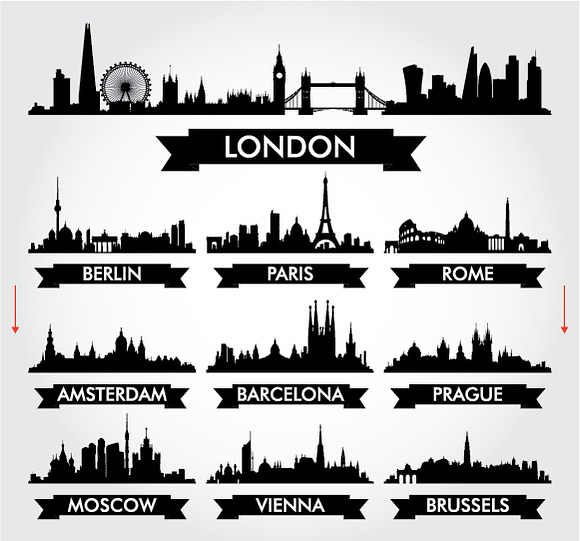10 Europe skyline. Low Poly in Illustrations - product preview 2