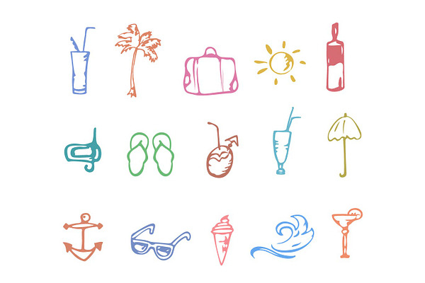 Summer icons vector set