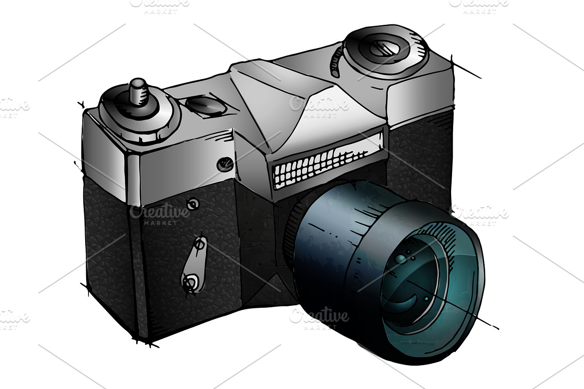 Cartoon Vintage Photocamera. Vector. in Objects - product preview 8