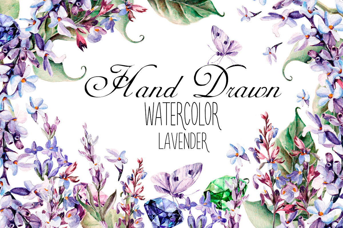 Beautiful watercolor Lavender in Objects - product preview 8