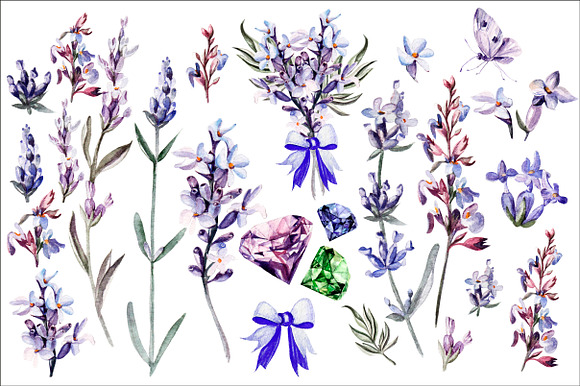 Beautiful watercolor Lavender in Objects - product preview 1