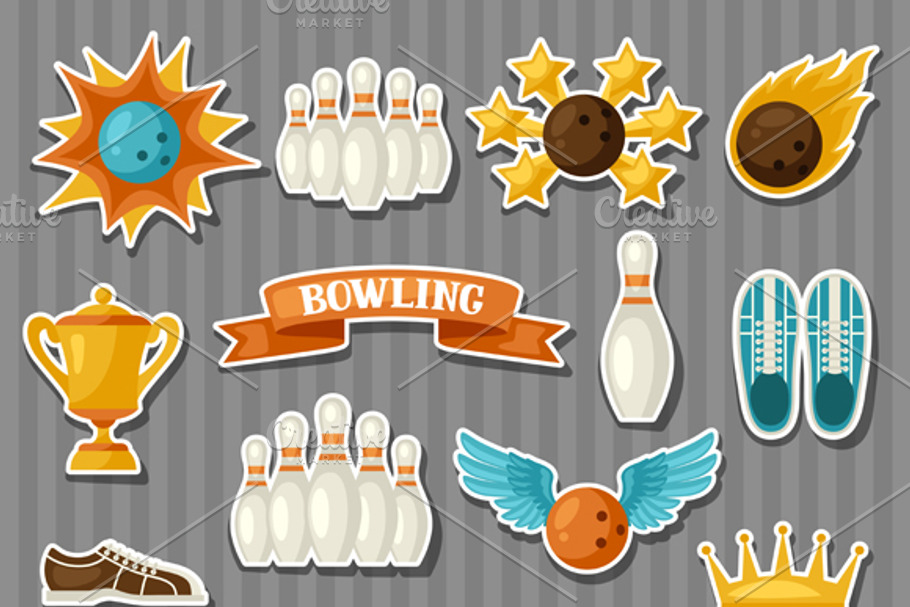 Set of bowling items.  in Objects - product preview 8