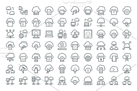 75 Cloud Computing Vector Icons in Graphics - product preview 1