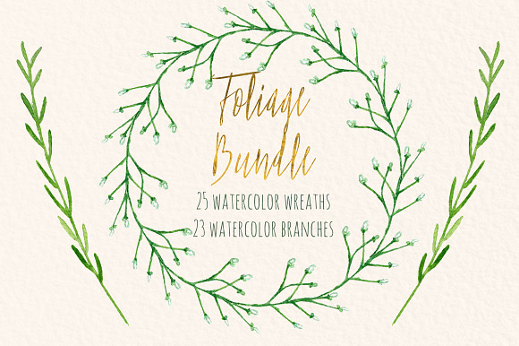 Wreath & branches watercolor in Illustrations - product preview 2