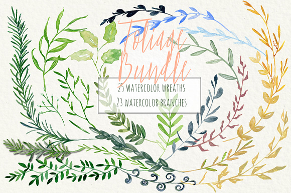 Wreath & branches watercolor in Illustrations - product preview 6