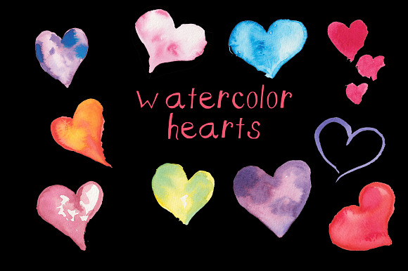 Watercolor Hearts in Illustrations - product preview 1