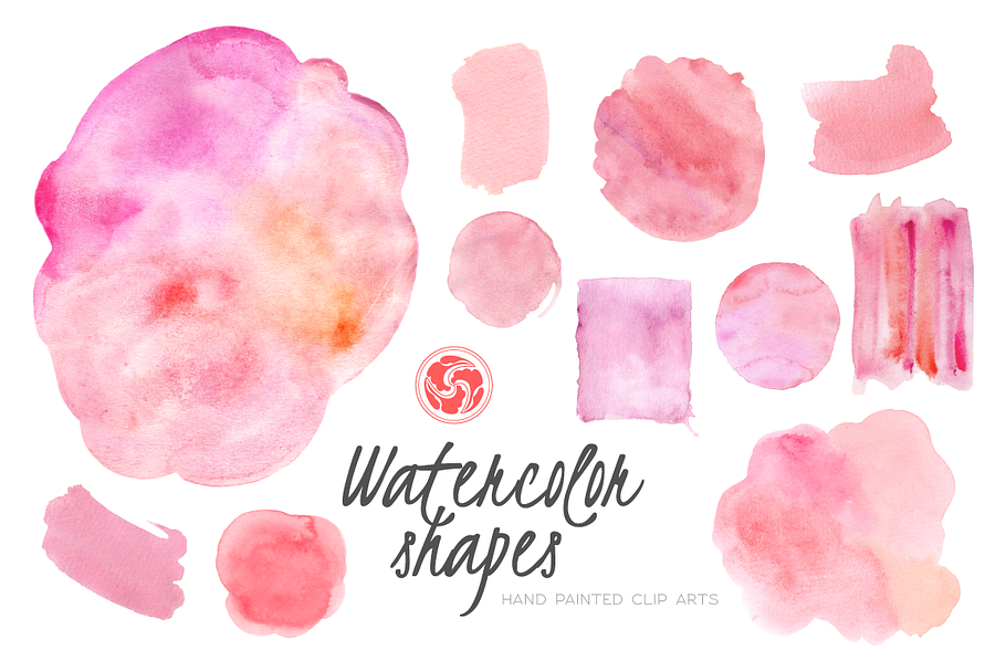 Pink Watercolor Shapes and Patches
