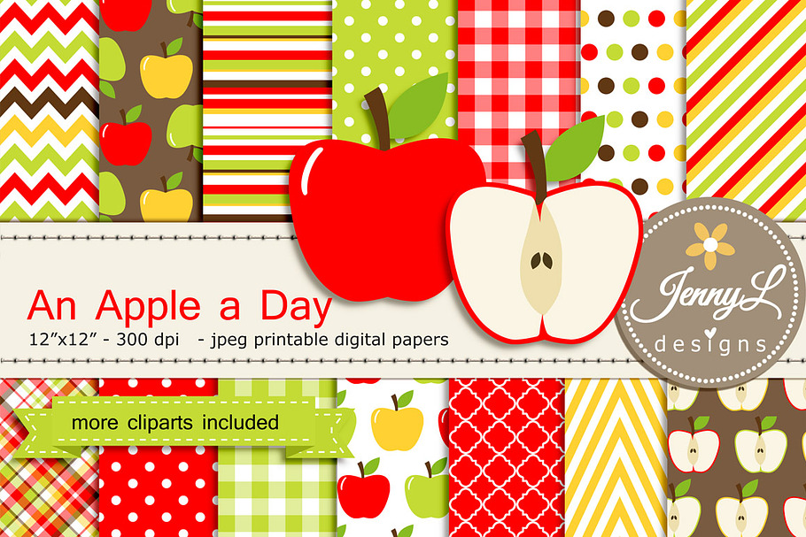 Apple Digital Paper and Clipart