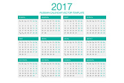 Russian Calendar Vector 2017