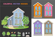 Houses and Fruit Garden vector set