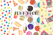 Watercolor Seamless Patterns - Food