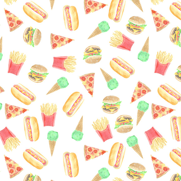 Watercolor Seamless Patterns - Food in Patterns - product preview 5