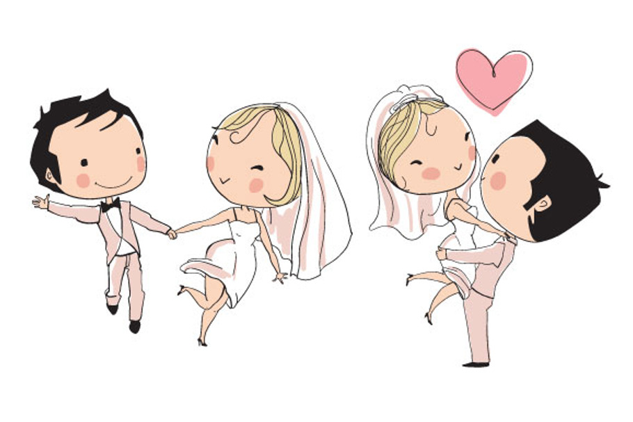Wedding card. Bride and groom in Illustrations - product preview 8