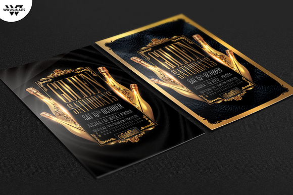 2in1 GOLD CLASSY VIP Flyer Template in Flyer Templates - product preview 2