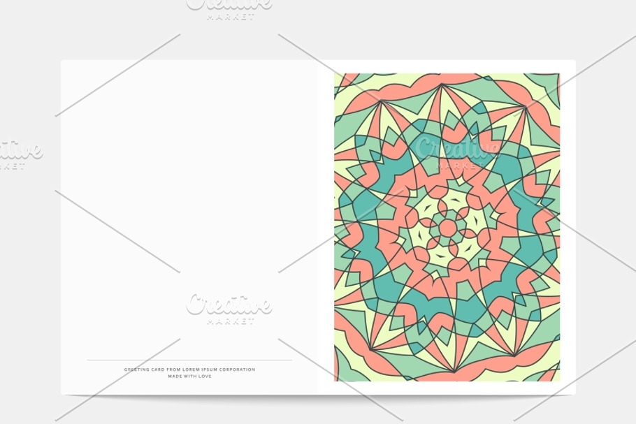 Postcard Retro. Mandala cover in Objects - product preview 8