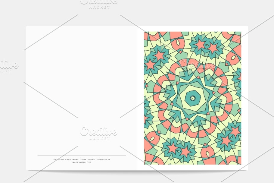 Postcard Retro. Mandala cover in Objects - product preview 8