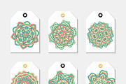 Set of 6 label with the mandala
