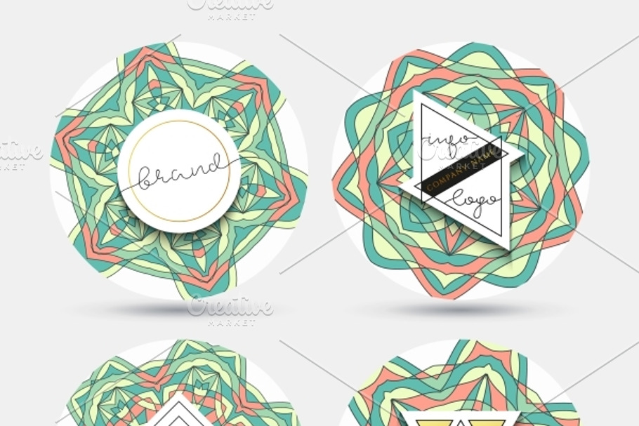 Set of 4 label with the mandala in Objects - product preview 8