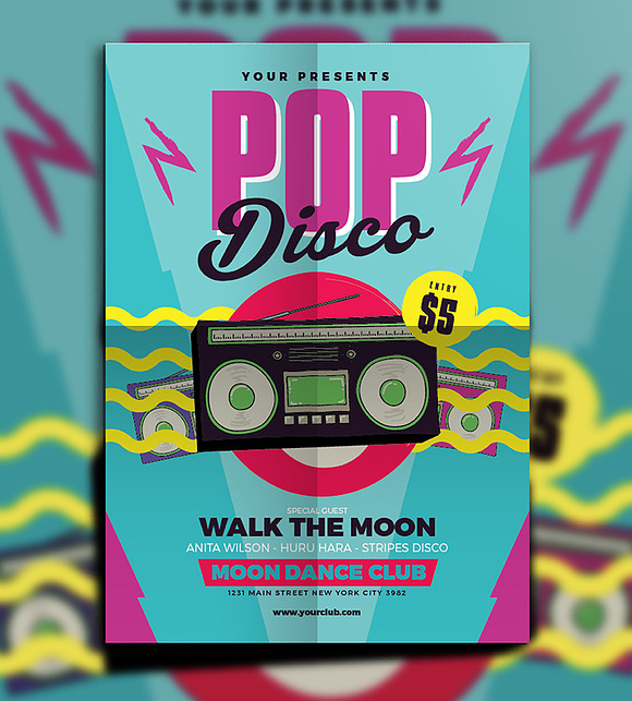 Pop Disco Flyer in Flyer Templates - product preview 2