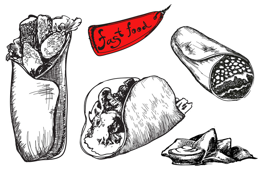 Set of fast food. Burrito. in Illustrations - product preview 8