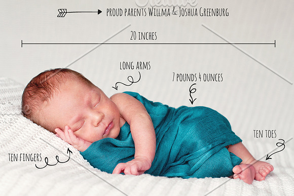 Words Overlays - Baby Announcement in Illustrations - product preview 1