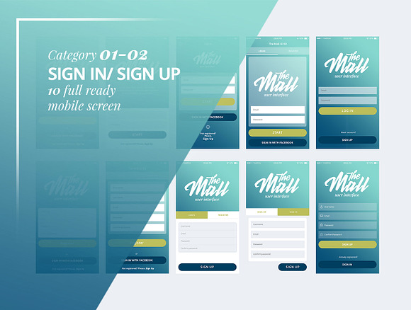 “The Mall” Premium mobile UI kit in UI Kits and Libraries - product preview 1