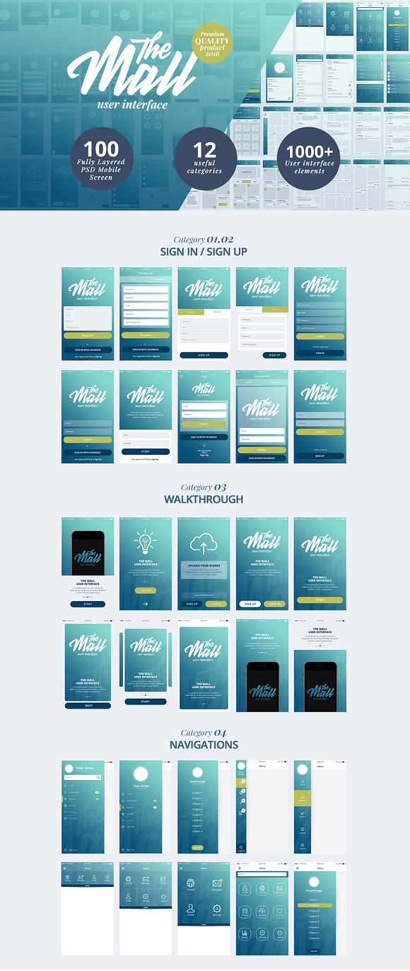 “The Mall” Premium mobile UI kit in UI Kits and Libraries - product preview 2