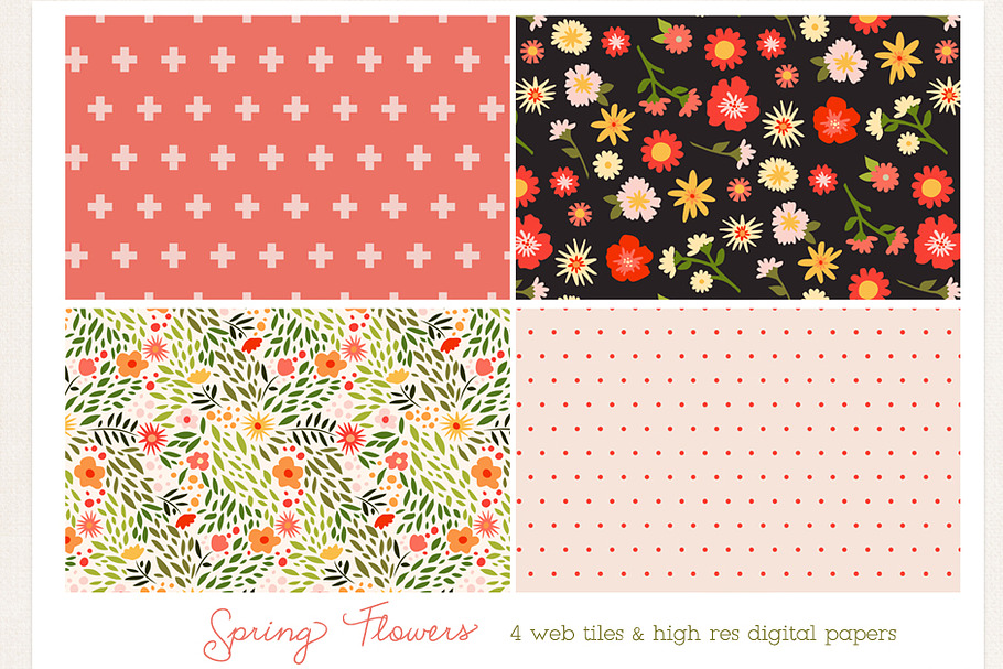 Spring Flowers- digi paper & web til in Patterns - product preview 8