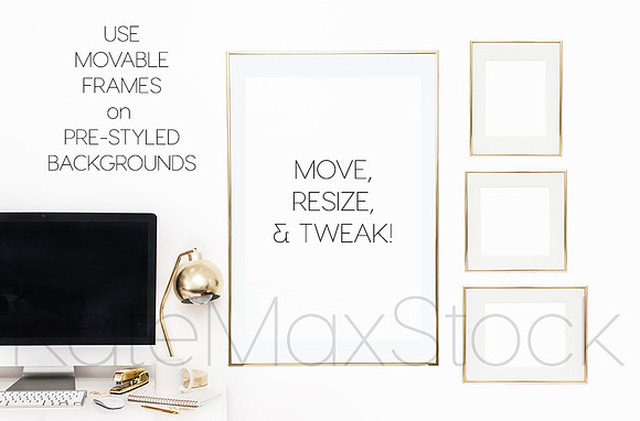 KATEMAXSTOCK Gold Movable Frame Set in Mobile & Web Mockups - product preview 1