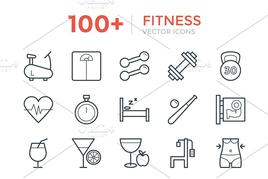 100+ Fitness Vector Icons in Cool Icons - product preview 8