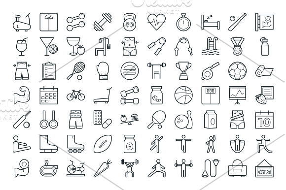 100+ Fitness Vector Icons in Cool Icons - product preview 1