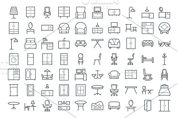 100 Furniture Vector Icons in Cool Icons - product preview 1