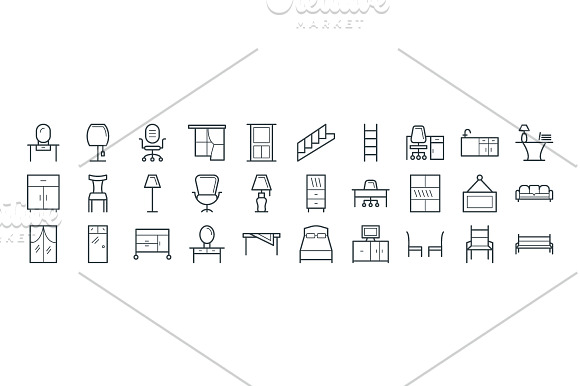 100 Furniture Vector Icons in Cool Icons - product preview 2