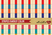 8 Multicolored Stripes Paper Pack