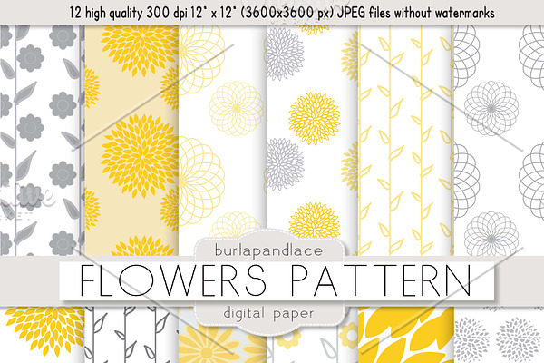 Flower yellow/grey pattern