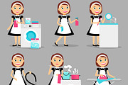 Housewife working icons
