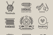 Handmade line vintage logo set