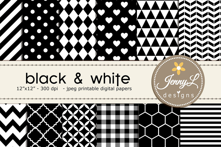 Black and White Digital Paper in Patterns - product preview 8