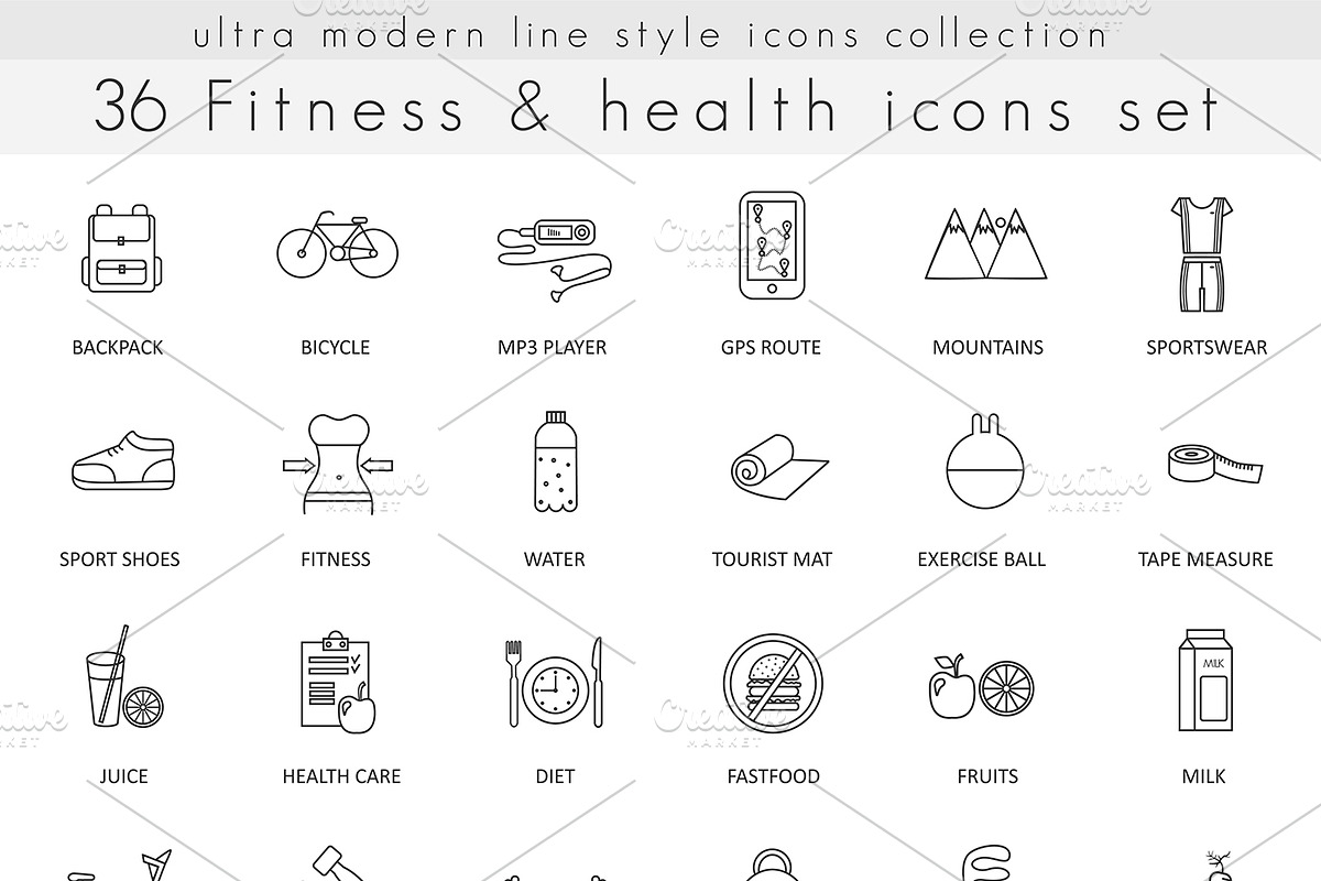 36 Fitness & health line icons set. in Health Icons - product preview 8