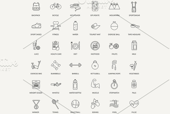 36 Fitness & health line icons set. in Health Icons - product preview 1