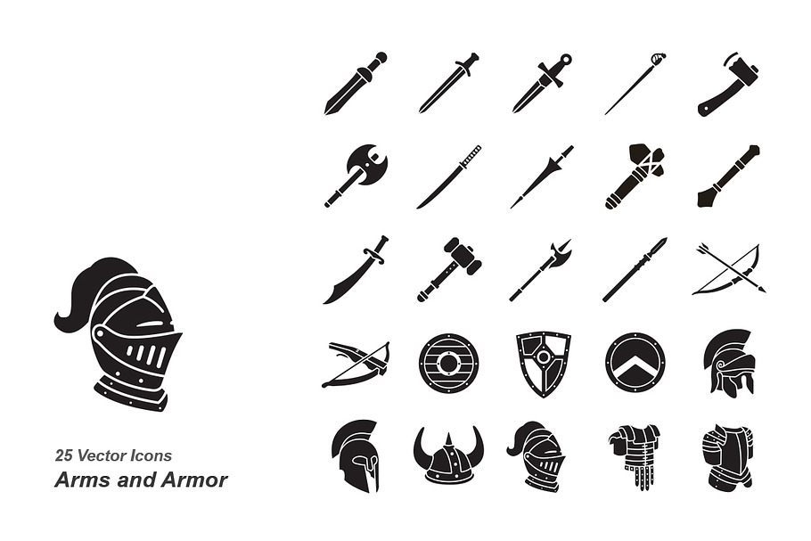 Arms and Armor vector icons