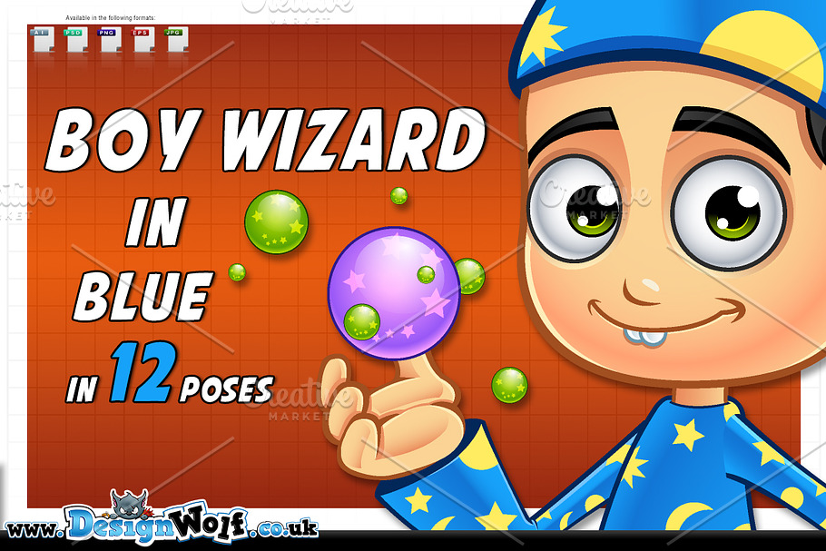 Boy Wizard In Blue - In 12 Poses