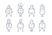 set of line styled people