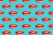 Seamless pattern with red lips