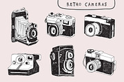 6 Retro Camera Clip Art Drawing