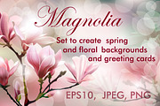 Blooming Magnolia. (Floral set.)