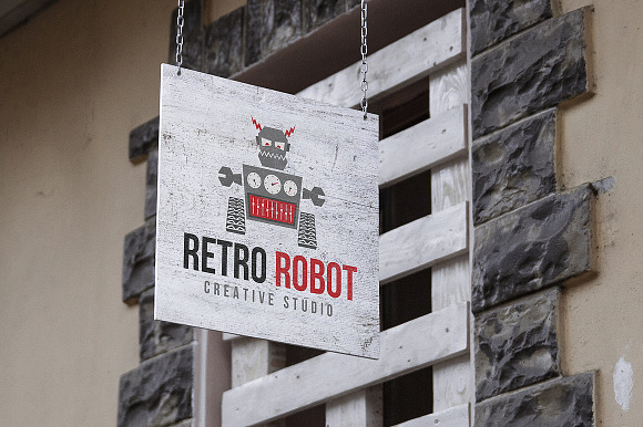 Retro Robot Logo Template in Logo Templates - product preview 2