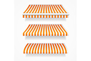 Striped Colorful Awnings Set. Vector