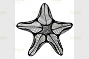 Black contour starfish illustration.